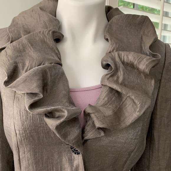 Adrianna Papell Ruffle Collar Jacket - Picture 7 of 10